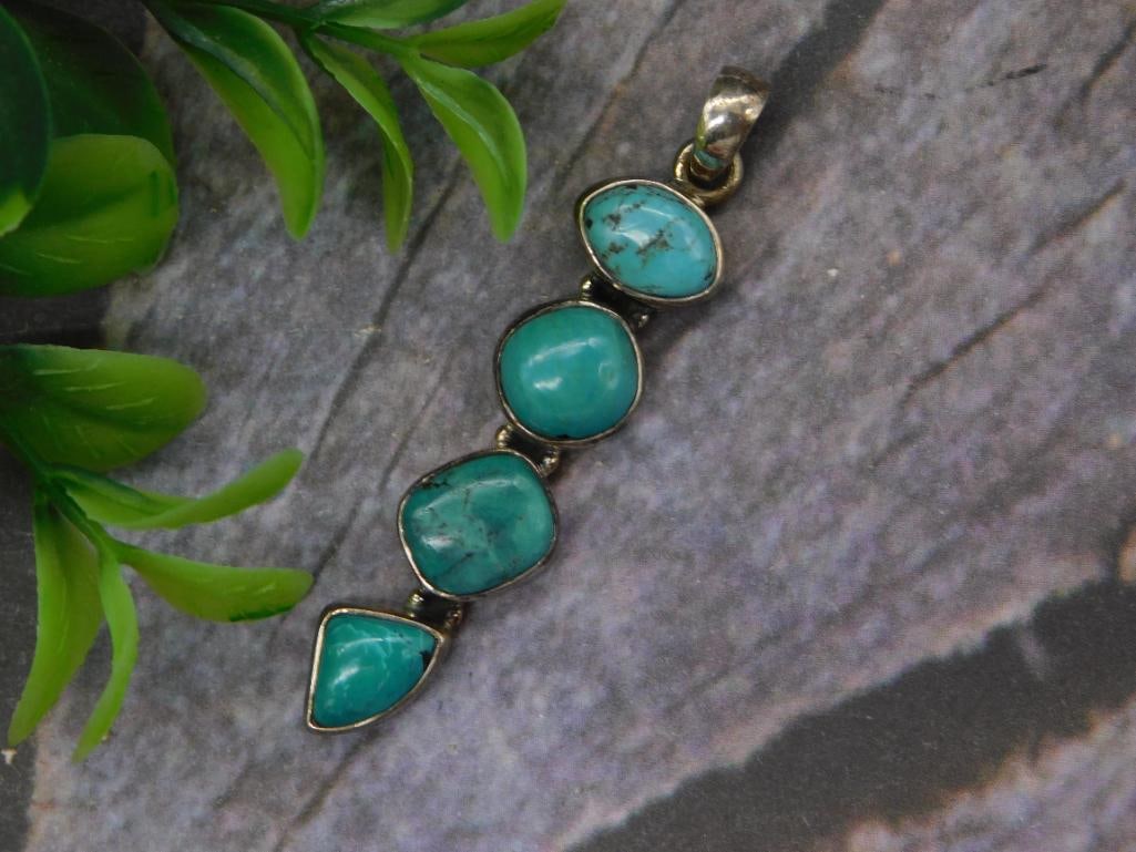C FOUR-STONE TURQUOISE PENDANT ROCK STONE LAPIDARY SPECIMEN: C FOUR-STONE TURQUOISE PENDANT ROCK STONE LAPIDARY SPECIMEN