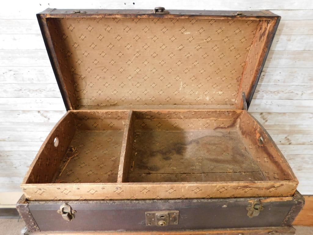 C VINTAGE STEAMER TRUNK ANTIQUE - 3
