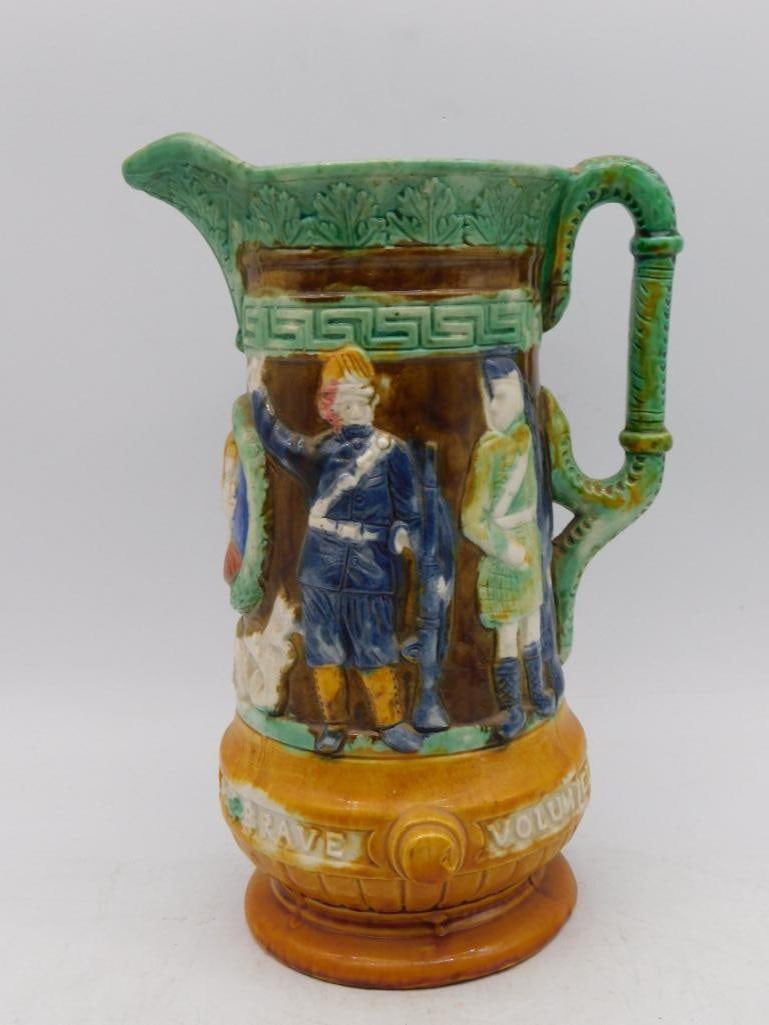 SANFORD POTTERY MAJOLICA CRIMEAN WAR JUG VINTAGE ANTIQUE: SANFORD POTTERY MAJOLICA CRIMEAN WAR JUG VINTAGE ANTIQUE