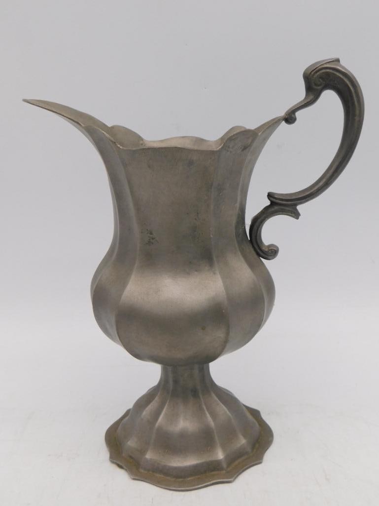 VINTAGE PEWTER PITCHER WITH SCALLOPED DESIGN (1 of 2)