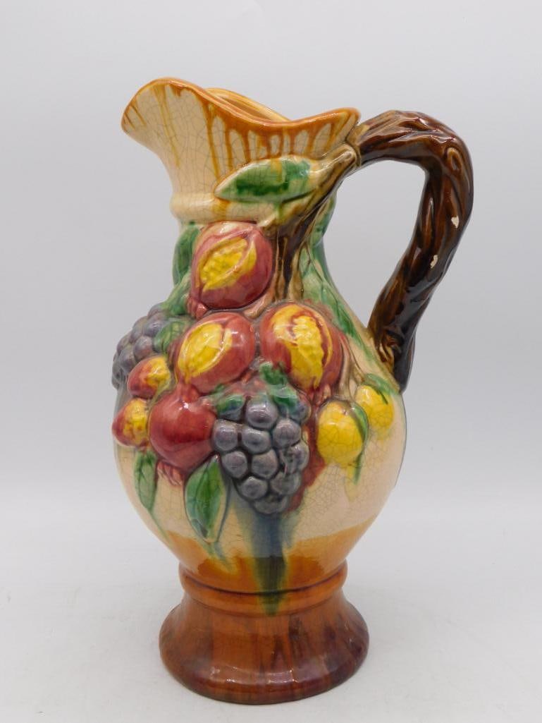 VINTAGE BARBOTINE MAJOLICA PITCHER (1 of 3)