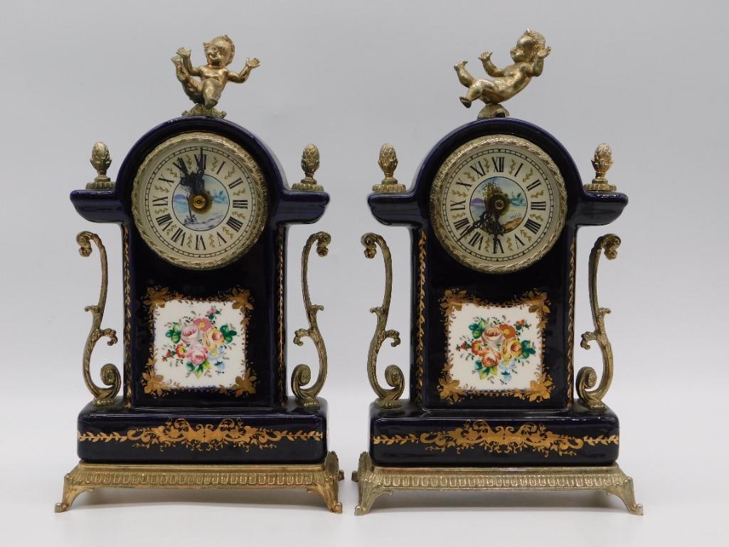 ANTIQUE PORCELAIN MANTEL CLOCK VINTAGE (1 of 3)