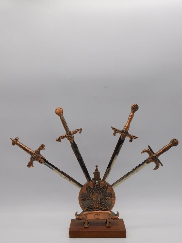 TOLEDO SWORD COCKTAIL PICK SET MINIATURE DISPLAY VINTAGE ANTIQUE: TOLEDO SWORD COCKTAIL PICK SET MINIATURE DISPLAY VINTAGE ANTIQUE