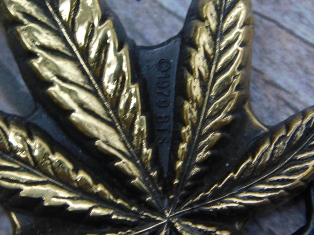 SOLID BRASS BELT BUCKLE LEAF DESIGN - 2