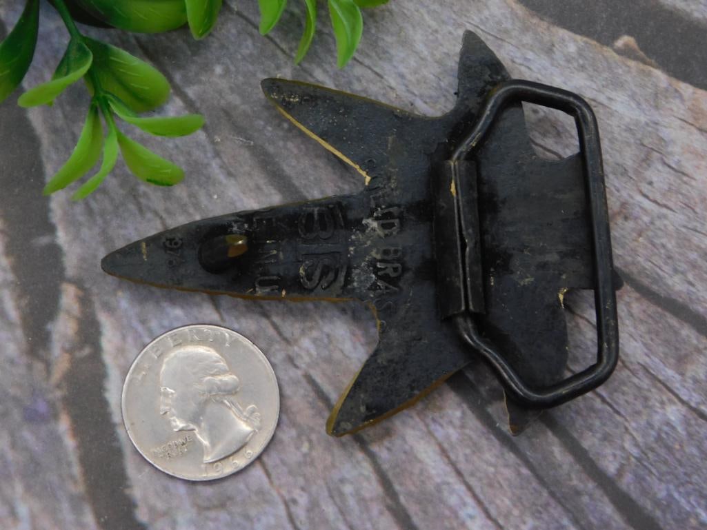 SOLID BRASS BELT BUCKLE LEAF DESIGN - 3