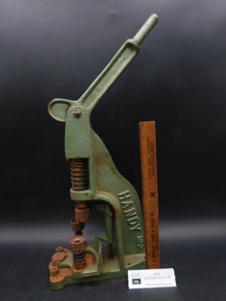 HANDY BUTTON PRESS MACHINE VINTAGE ANTIQUE - 5
