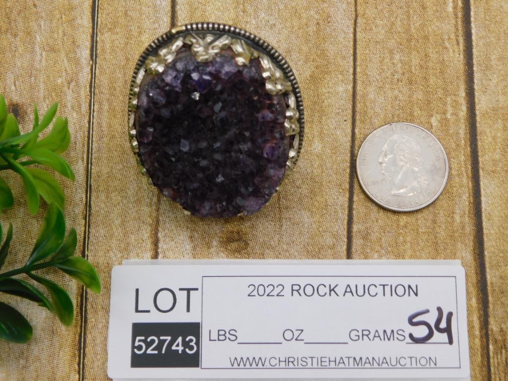 AMETHYST ADJUSTABLE RING ROCK STONE LAPIDARY SPECIMEN - 3