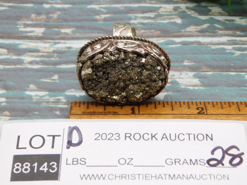 PYRITE ADJUSTABLE RING ROCK STONE LAPIDARY SPECIMEN - 2