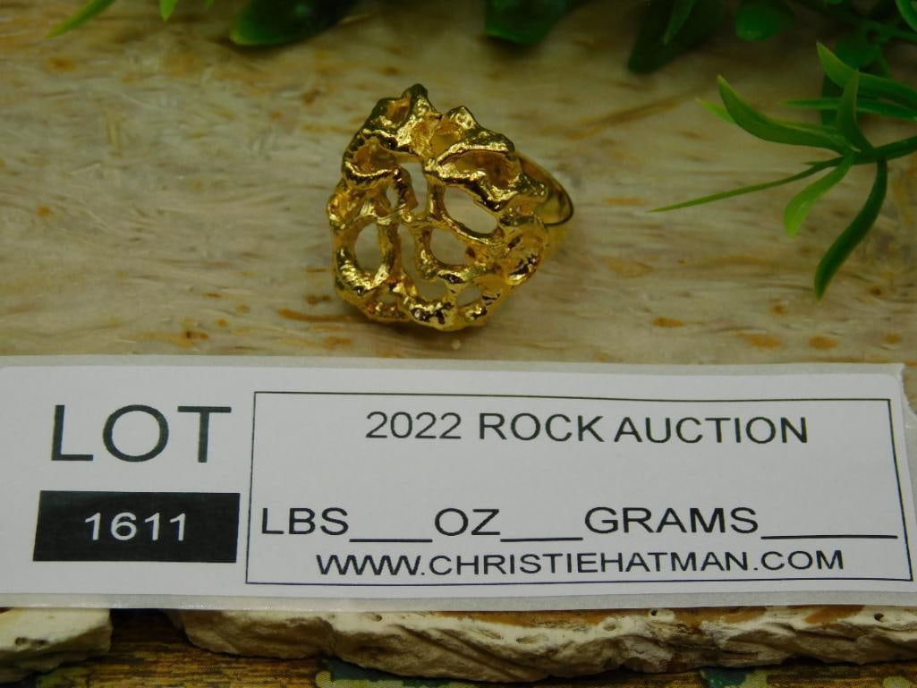 GOLD CLUSTER RING ROCK STONE LAPIDARY SPECIMEN - 4
