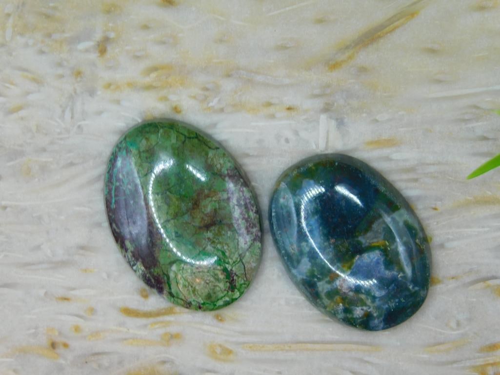 MOSS AGATE CABOCHONS ROCK STONE LAPIDARY SPECIMEN: MOSS AGATE CABOCHONS ROCK STONE LAPIDARY SPECIMEN