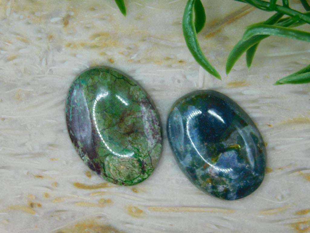 MOSS AGATE CABOCHONS ROCK STONE LAPIDARY SPECIMEN - 3