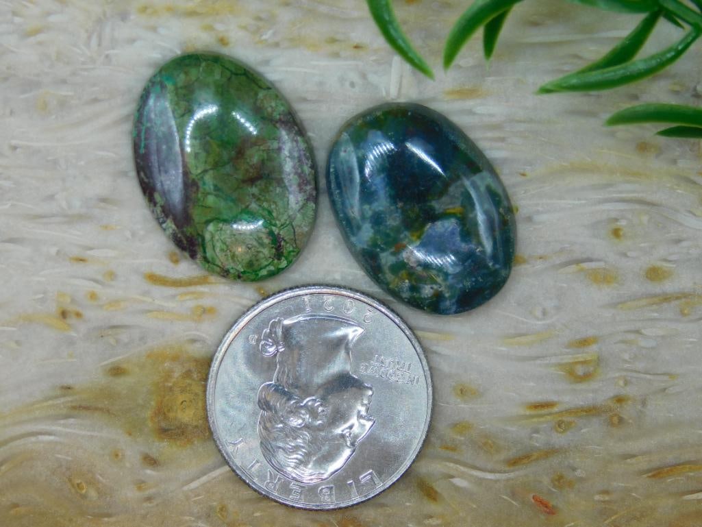 MOSS AGATE CABOCHONS ROCK STONE LAPIDARY SPECIMEN - 4