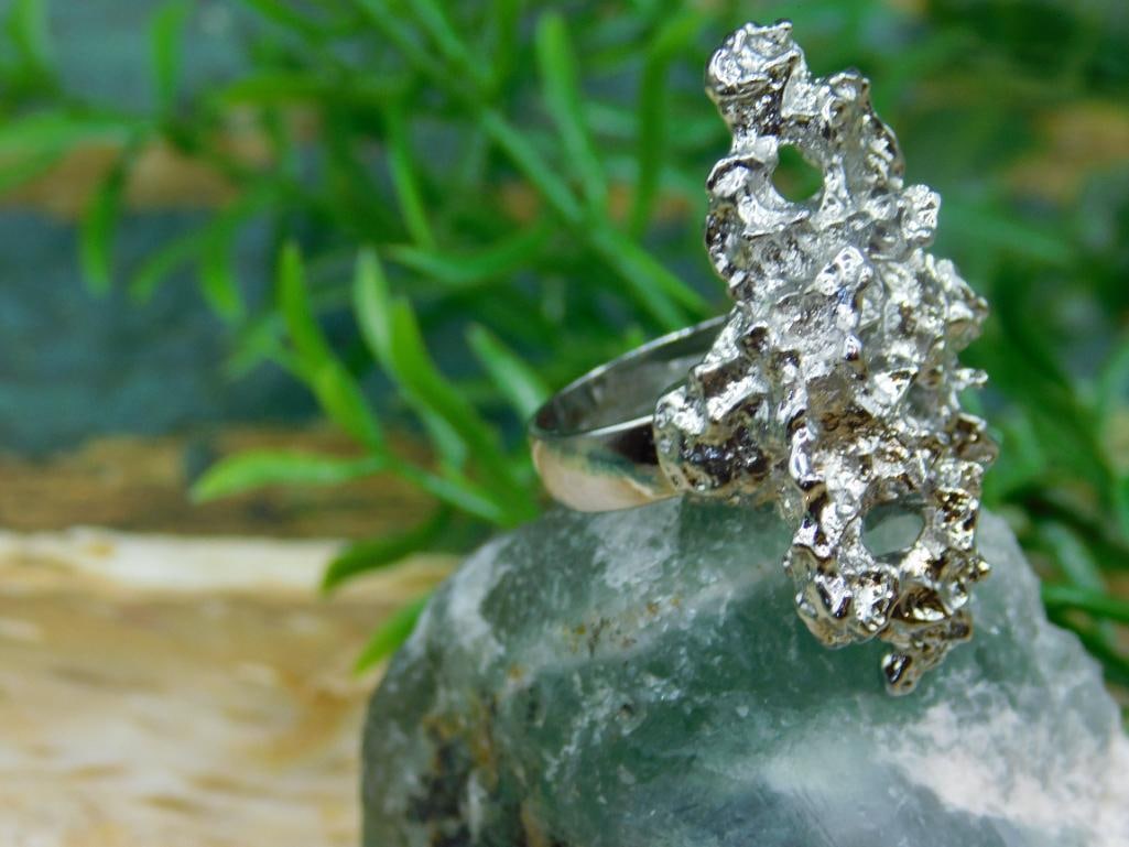SILVER CLUSTER RING ROCK STONE LAPIDARY SPECIMEN - 3