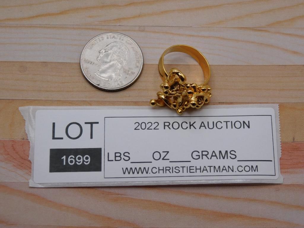 GOLD CLUSTER RING ROCK STONE LAPIDARY SPECIMEN - 3