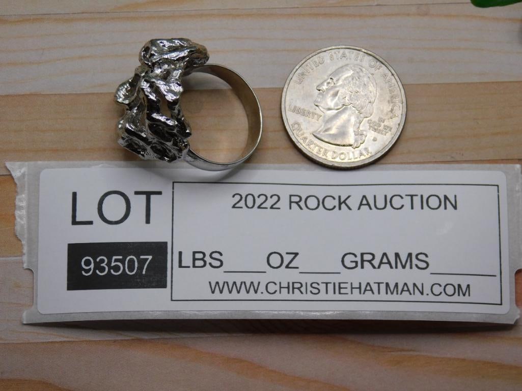 SILVER CLUSTER RING ROCK STONE LAPIDARY SPECIMEN - 2