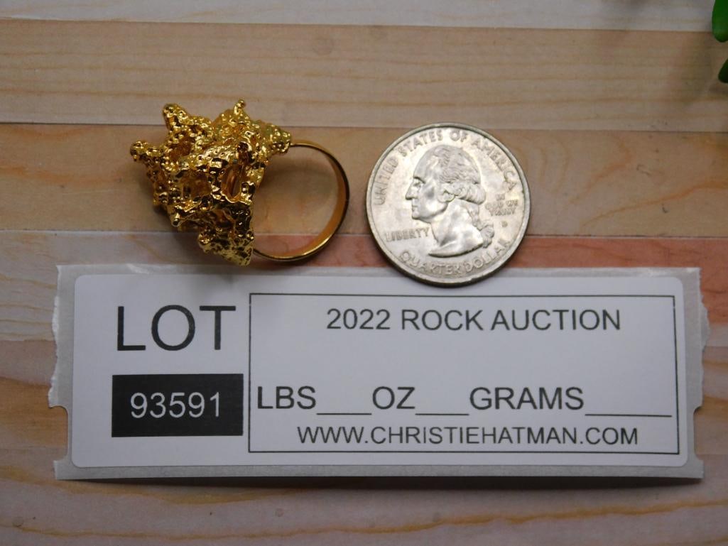 GOLD CLUSTER RING ROCK STONE LAPIDARY SPECIMEN - 2