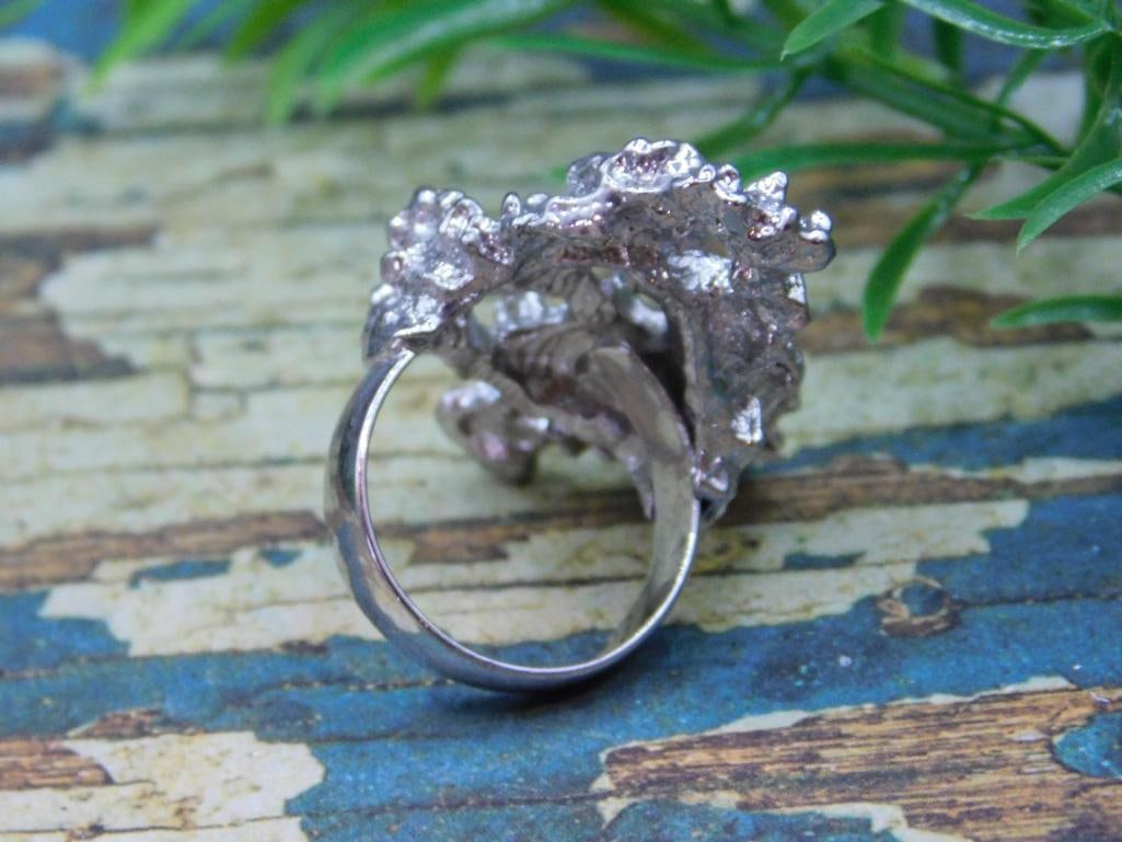 SILVER CLUSTER RING ROCK STONE LAPIDARY SPECIMEN - 3