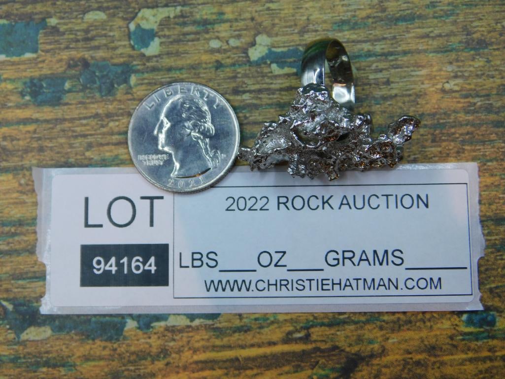 SILVER CLUSTER RING ROCK STONE LAPIDARY SPECIMEN - 4