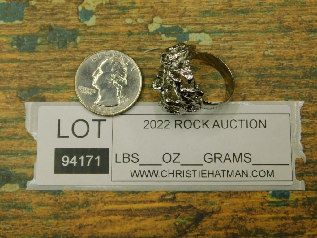 SILVER CLUSTER RING ROCK STONE LAPIDARY SPECIMEN - 4