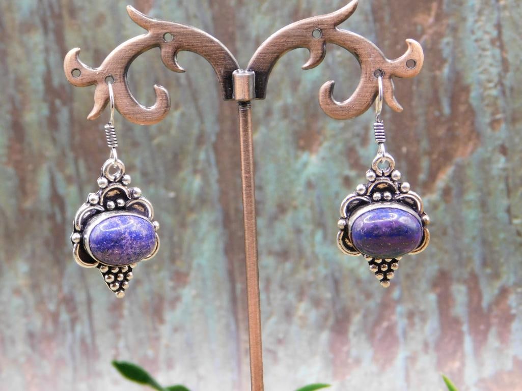 LAPIS LAZULI EARRINGS ROCK STONE LAPIDARY SPECIMEN: LAPIS LAZULI EARRINGS ROCK STONE LAPIDARY SPECIMEN