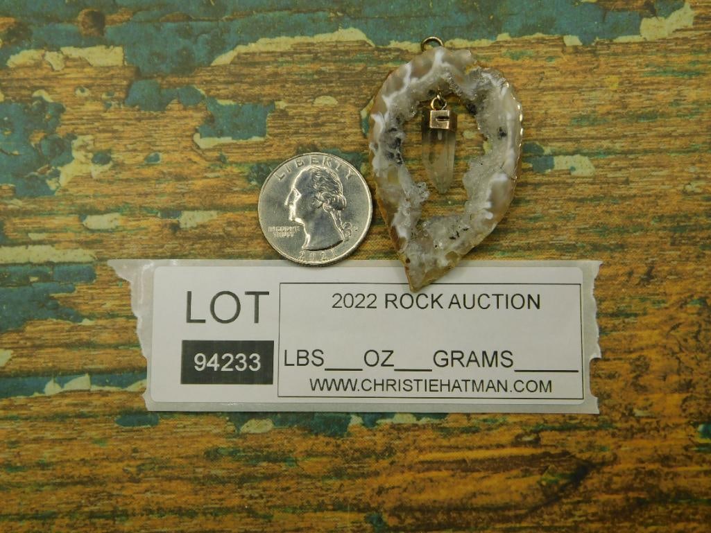 GEODE SLICE PENDANT ROCK STONE LAPIDARY SPECIMEN - 2