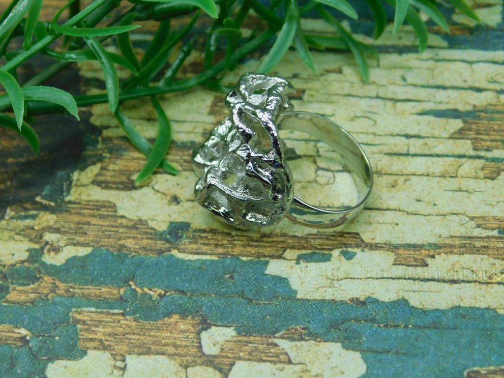 SILVER CLUSTER RING ROCK STONE LAPIDARY SPECIMEN - 2