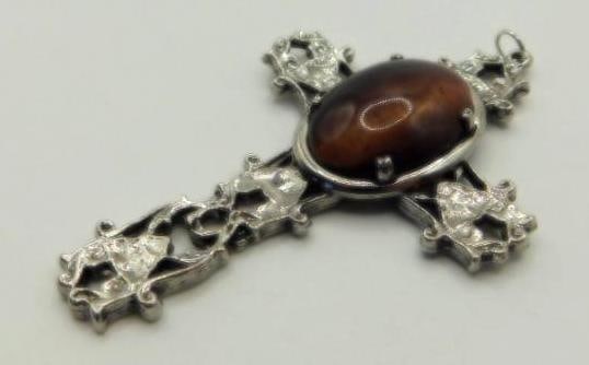 MAHOGANY TIGERS EYE CROSS PENDANT ROCK STONE LAPIDARY SPECIMEN: MAHOGANY TIGERS EYE CROSS PENDANT ROCK STONE LAPIDARY SPECIMEN