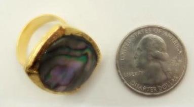 ABALONE STONE RING ROCK STONE LAPIDARY SPECIMEN - 2