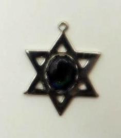 ABALONE STONE STAR OF DAVID PENDANT ROCK STONE LAPIDARY SPECIMEN: ABALONE STONE STAR OF DAVID PENDANT ROCK STONE LAPIDARY SPECIMEN