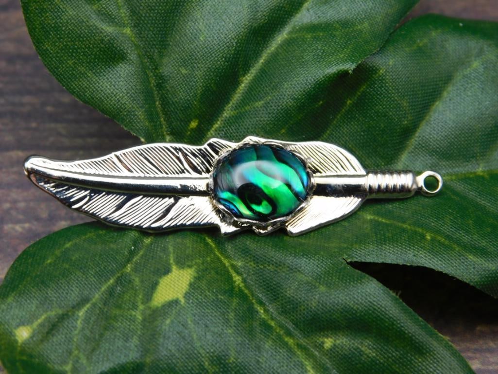 ABALONE STONE FEATHER PENDANT ROCK STONE LAPIDARY SPECIMEN: ABALONE STONE FEATHER PENDANT ROCK STONE LAPIDARY SPECIMEN