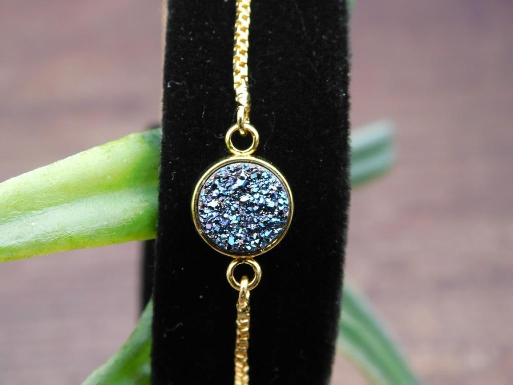 DRUZY QUARTZ ADJUSTABLE BRACELET ROCK STONE LAPIDARY SPECIMEN (1 of 2)