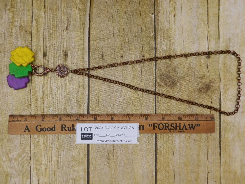 INTERCHANGEABLE STONE PENDANTS ON CHAIN NECKLACE - 2