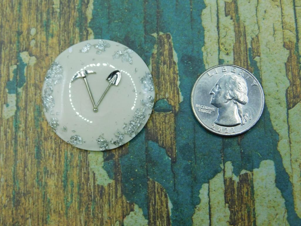 SILVER FLAKE CABOCHON ROCK STONE LAPIDARY SPECIMEN - 2