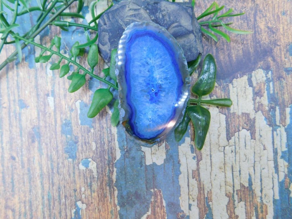AGATE SLICE ROCK STONE LAPIDARY SPECIMEN: AGATE SLICE ROCK STONE LAPIDARY SPECIMEN