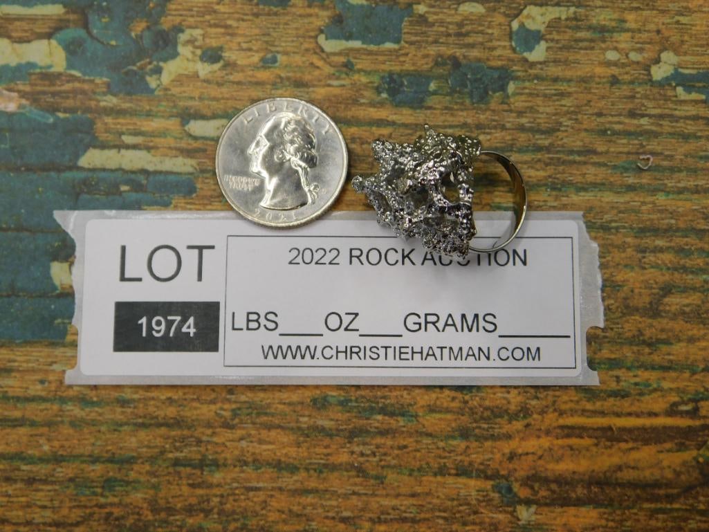 SILVER CLUSTER RING ROCK STONE LAPIDARY SPECIMEN - 4