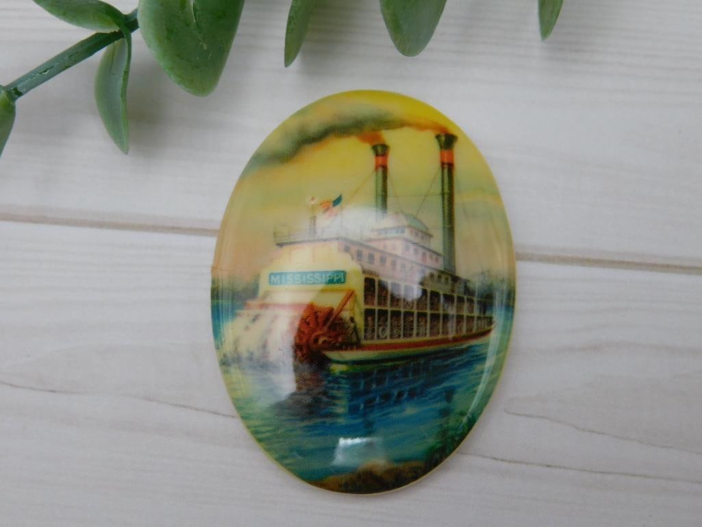 STEAM BOAT CABOCHON ROCK STONE LAPIDARY SPECIMEN: STEAM BOAT CABOCHON ROCK STONE LAPIDARY SPECIMEN