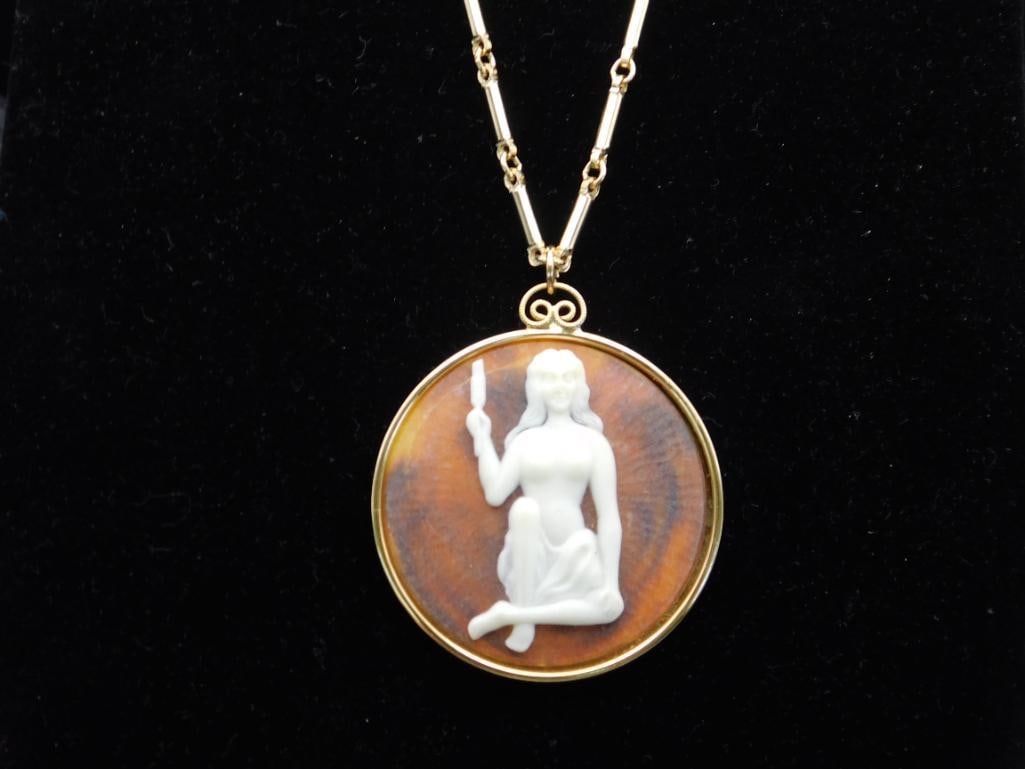 VIRGO PENDANT ON CHAIN NECKLACE ROCK STONE LAPIDARY SPECIMEN: VIRGO PENDANT ON CHAIN NECKLACE ROCK STONE LAPIDARY SPECIMEN