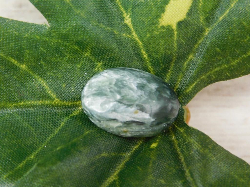 SERAPHINITE CABOCHON ROCK STONE LAPIDARY SPECIMEN: SERAPHINITE CABOCHON ROCK STONE LAPIDARY SPECIMEN