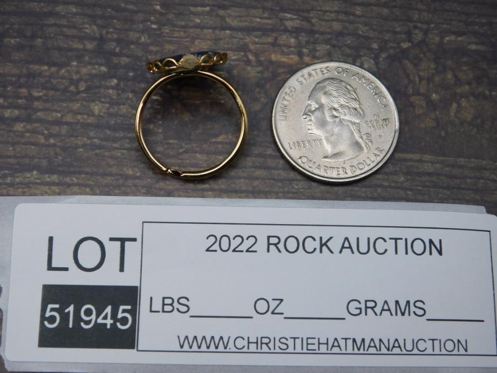 ABALONE STONE RING ROCK STONE LAPIDARY SPECIMEN - 2