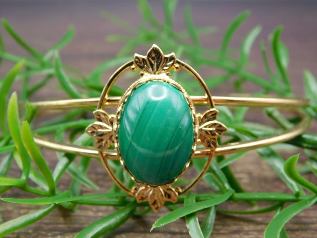 MALACHITE METAL CUFF BRACELET ROCK STONE LAPIDARY SPECIMEN: MALACHITE METAL CUFF BRACELET ROCK STONE LAPIDARY SPECIMEN