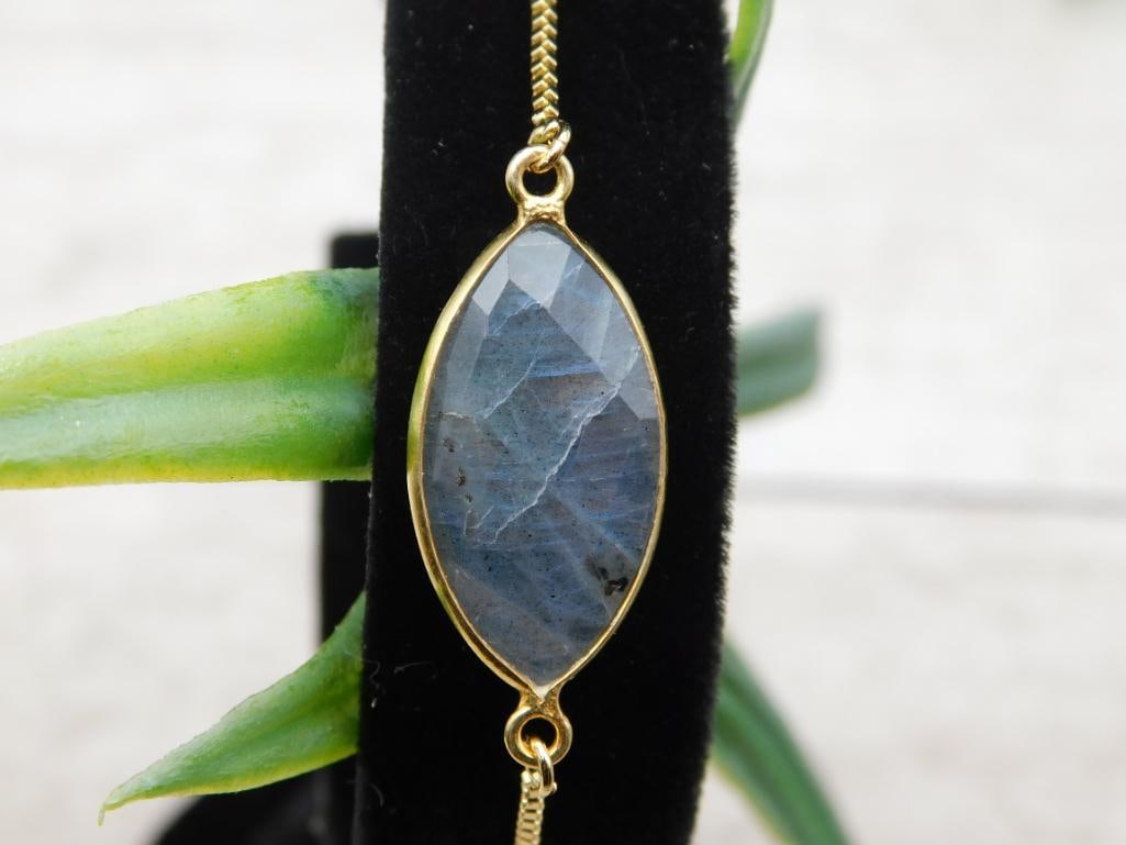 LABRADORITE ADJUSTABLE BRACELET ROCK STONE LAPIDARY SPECIMEN: LABRADORITE ADJUSTABLE BRACELET ROCK STONE LAPIDARY SPECIMEN