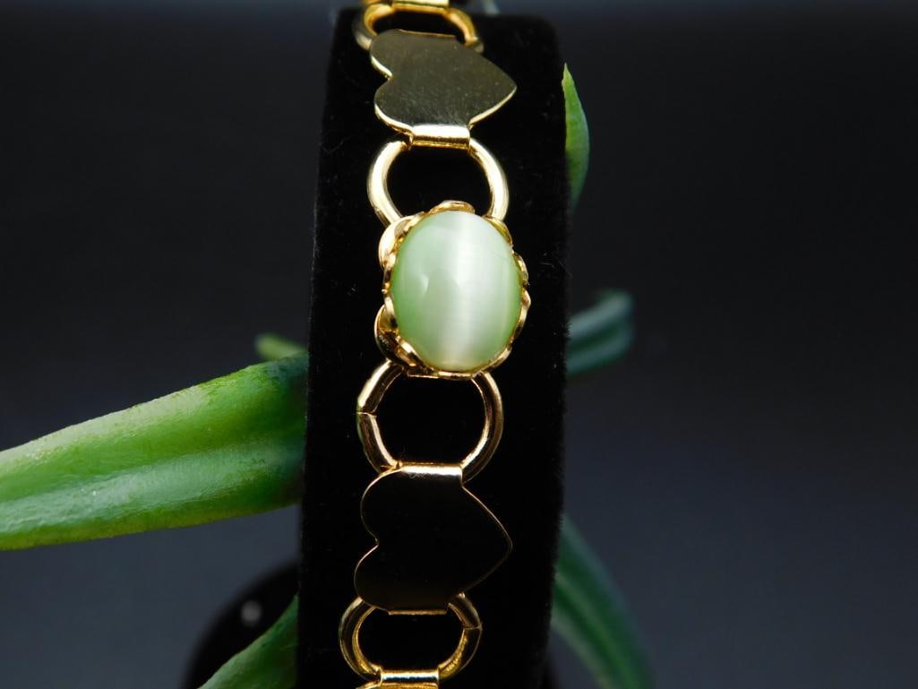 CATS EYE HEART BRACELET ROCK STONE LAPIDARY SPECIMEN: CATS EYE HEART BRACELET ROCK STONE LAPIDARY SPECIMEN