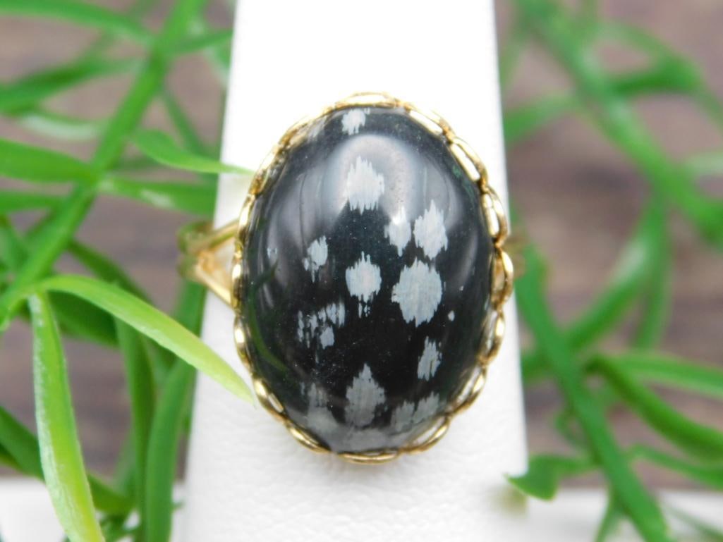 SNOWFLAKE OBSIDIAN RING ROCK STONE LAPIDARY SPECIMEN: SNOWFLAKE OBSIDIAN RING ROCK STONE LAPIDARY SPECIMEN