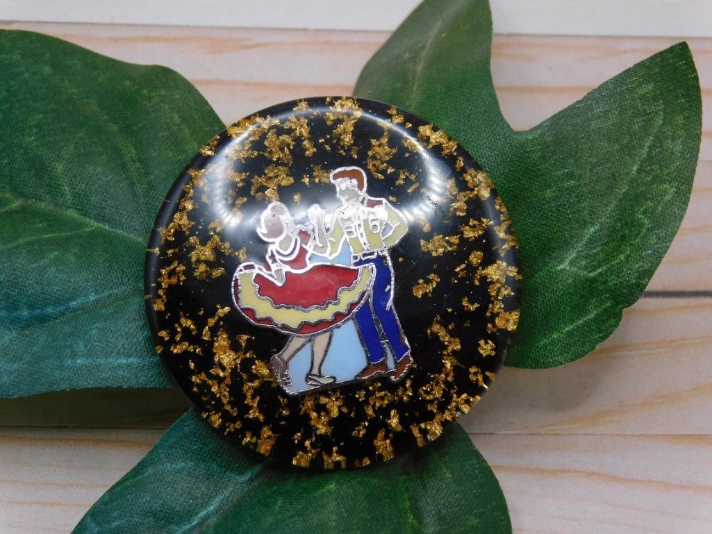 GOLD FLECKED DANCERS CABOCHON ROCK STONE LAPIDARY SPECIMEN: GOLD FLECKED DANCERS CABOCHON ROCK STONE LAPIDARY SPECIMEN