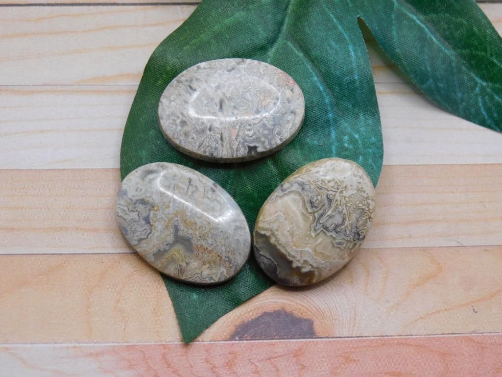 CRAZY LACE CABOCHONS ROCK STONE LAPIDARY SPECIMEN: CRAZY LACE CABOCHONS ROCK STONE LAPIDARY SPECIMEN