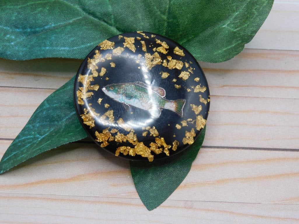 GOLD FLECKED BASS CABOCHON ROCK STONE LAPIDARY SPECIMEN: GOLD FLECKED BASS CABOCHON ROCK STONE LAPIDARY SPECIMEN