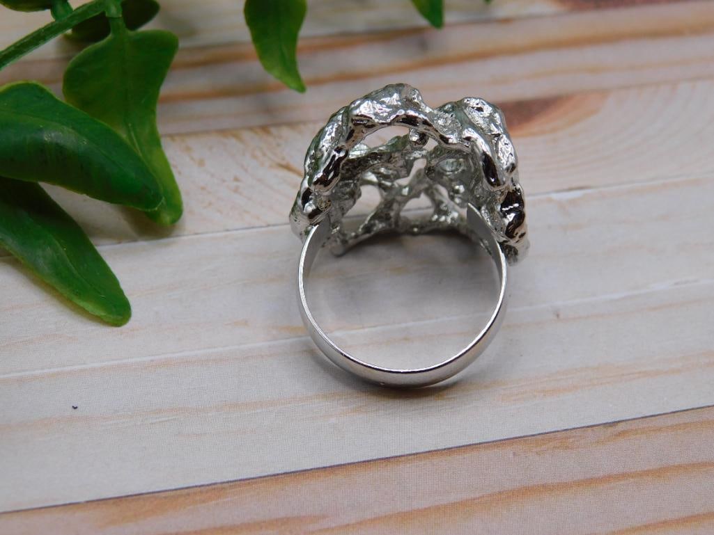 SILVER CLUSTER RING ROCK STONE LAPIDARY SPECIMEN - 3