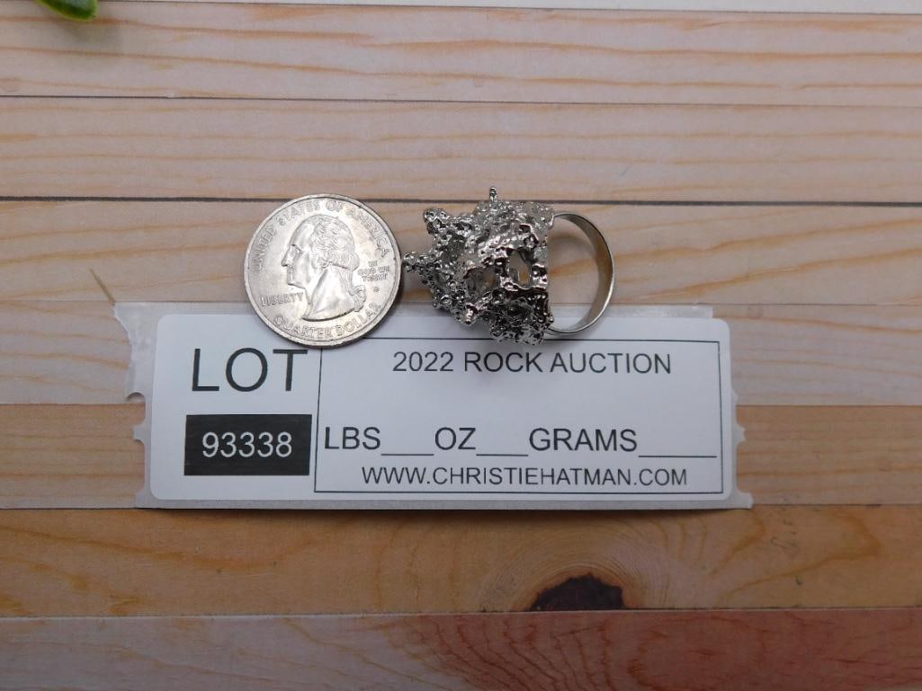 SILVER CLUSTER RING ROCK STONE LAPIDARY SPECIMEN - 4