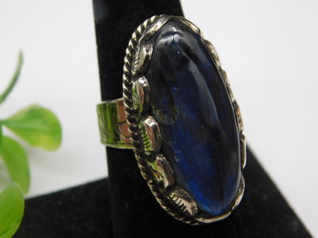 B LABRADORITE ADJUSTABLE RING ROCK STONE LAPIDARY SPECIMEN (1 of 3)