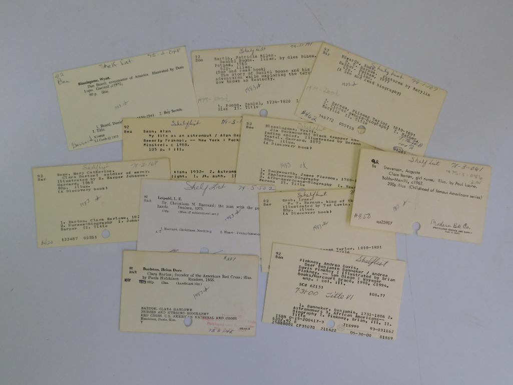 B VINTAGE LIBRARY CARDS FROM CARD CATALOG ANTIQUE: B VINTAGE LIBRARY CARDS FROM CARD CATALOG ANTIQUE